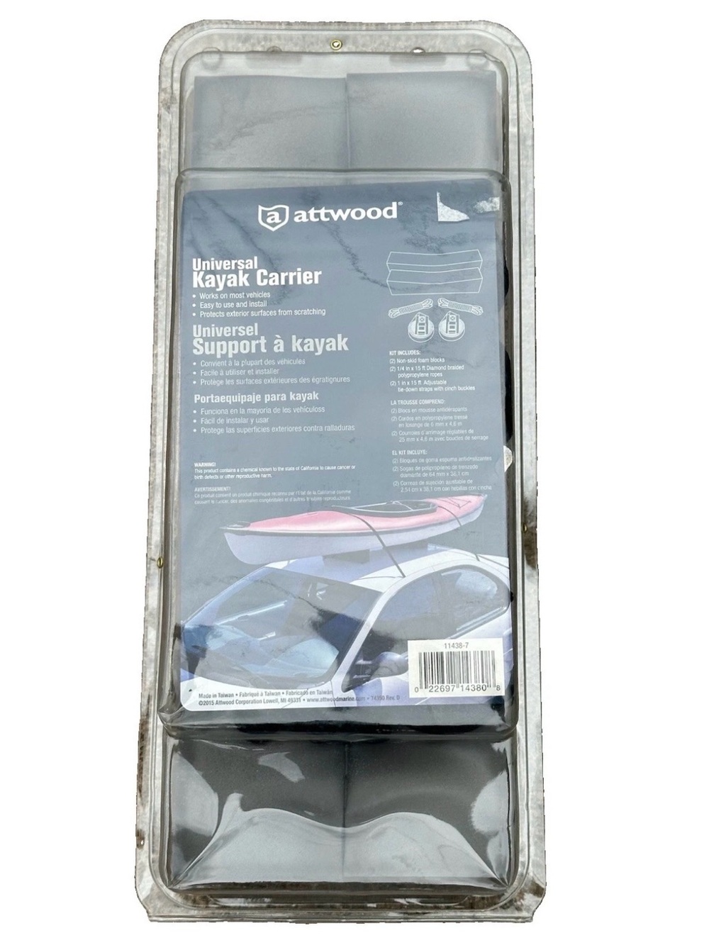 Attwood Multipurpose Universal Car-Top Traveling Kayak Carrier Kit 11438-7 NEW